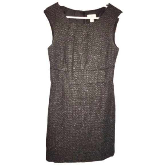 LOFT Black Tweed Cap Sleeve Sheath Dress - Picture 1 of 8